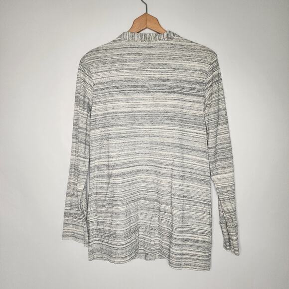 🌻3 for $18 Eddie Bauer Gray Striped Cotton Cardigan - Picture 3 of 5
